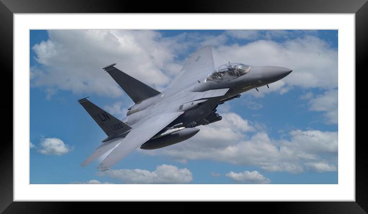 An North American F15 strike eagle in the clouds Framed Mounted Print by Rory Trappe