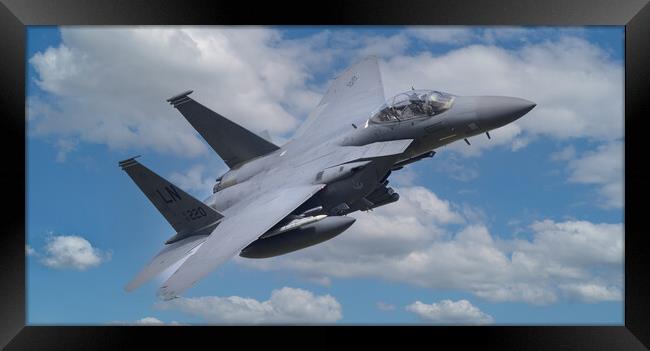 An North American F15 strike eagle in the clouds Framed Print by Rory Trappe