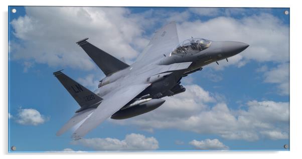 An North American F15 strike eagle in the clouds Acrylic by Rory Trappe