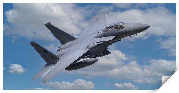 An North American F15 strike eagle in the clouds Print by Rory Trappe