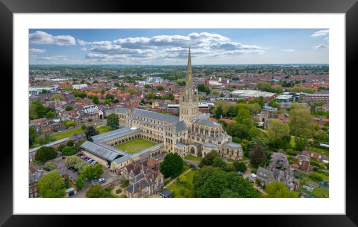 Norwich Cathedral Framed Mounted Print by Apollo Aerial Photography
