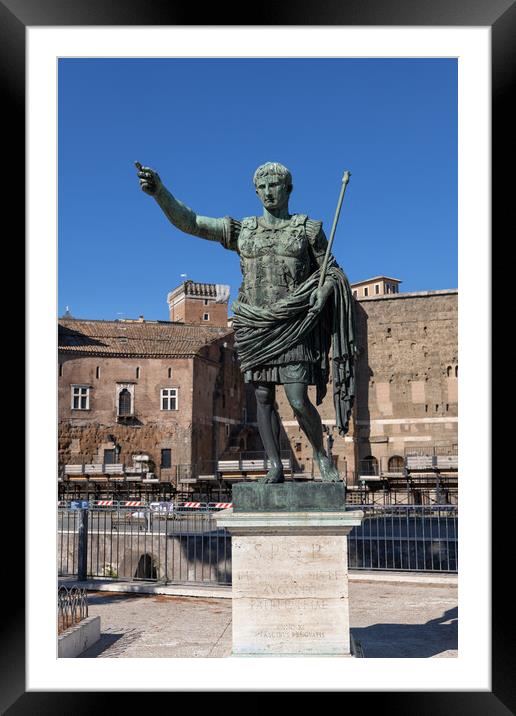 Roman Emperor Caesar Augustus Statue In Rome Framed Mounted Print by Artur Bogacki