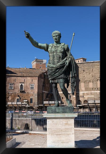 Roman Emperor Caesar Augustus Statue In Rome Framed Print by Artur Bogacki