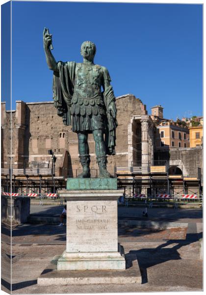 Roman Emperor Nerva Statue In Rome Canvas Print by Artur Bogacki