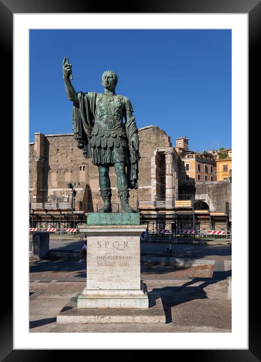 Roman Emperor Nerva Statue In Rome Framed Mounted Print by Artur Bogacki