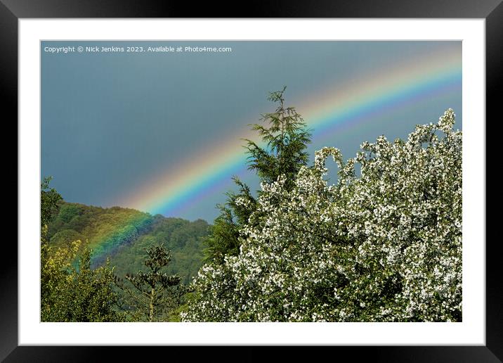 Rainbow over the Trees Talybont Valley  Framed Mounted Print by Nick Jenkins