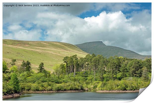Pen y Fan and Reservoir Brecon Beacons in May  Print by Nick Jenkins