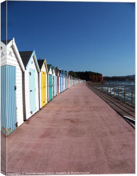 Parade of Beach Huts Canvas Print by Stephen Hamer