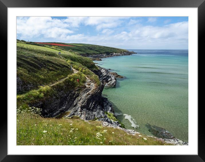 West Pentire Headland Framed Mounted Print by Tony Twyman