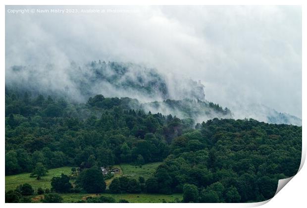 Mist over Kinnoull Hill Print by Navin Mistry