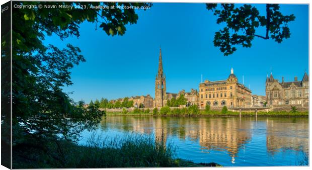 A panoramic view of Perth and the River Tay Canvas Print by Navin Mistry