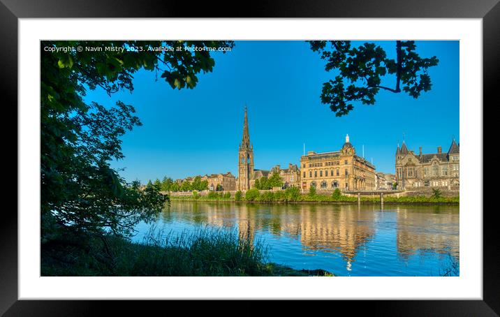 A panoramic view of Perth and the River Tay Framed Mounted Print by Navin Mistry