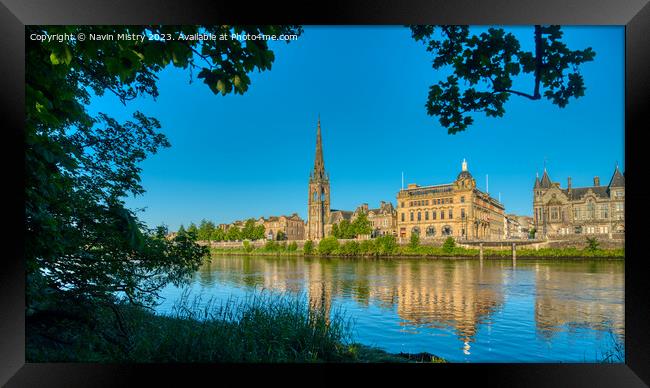A panoramic view of Perth and the River Tay Framed Print by Navin Mistry