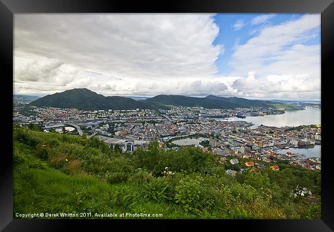 City view of Bergen, Norway Framed Print by Derek Whitton