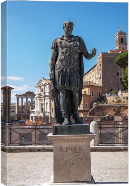 Emperor Julius Caesar Statue in Rome Canvas Print by Artur Bogacki