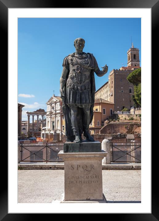 Emperor Julius Caesar Statue in Rome Framed Mounted Print by Artur Bogacki