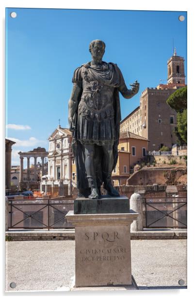 Emperor Julius Caesar Statue in Rome Acrylic by Artur Bogacki