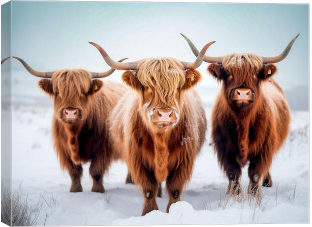 Highland Cows Canvas Print by Steve Smith