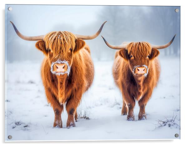Glen Etive Highland Cows Acrylic by Steve Smith