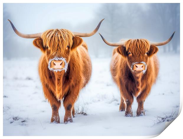 Glen Etive Highland Cows Print by Steve Smith