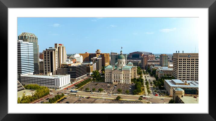 Indiana State Capitol in Indianapolis - aerial view - INDIANAPOLIS, USA - JUNE 08, 2023 Framed Mounted Print by Erik Lattwein