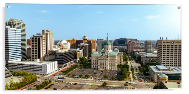 Indiana State Capitol in Indianapolis - aerial view - INDIANAPOLIS, USA - JUNE 08, 2023 Acrylic by Erik Lattwein