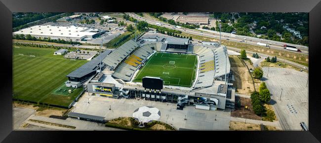 Mapfre Stadium in Columbus - aerial view - COLUMBUS, USA - JUNE 09, 2023 Framed Print by Erik Lattwein