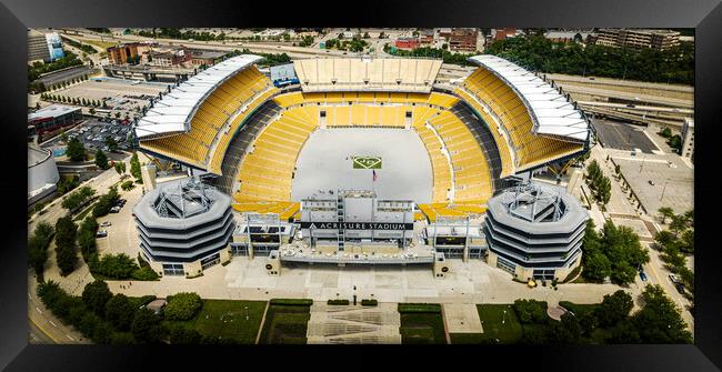 Acrisure Stadium in Pittsburgh - aerial view - PITTSBURGH, USA - JUNE 09, 2023 Framed Print by Erik Lattwein