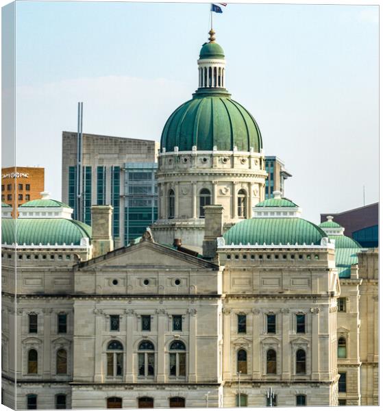 Indiana State Capitol in Indianapolis - aerial view - INDIANAPOLIS, USA - JUNE 08, 2023 Canvas Print by Erik Lattwein