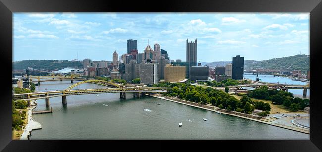 Downtown Pittsburgh aerial view - PITTSBURGH, USA - JUNE 09, 2023 Framed Print by Erik Lattwein