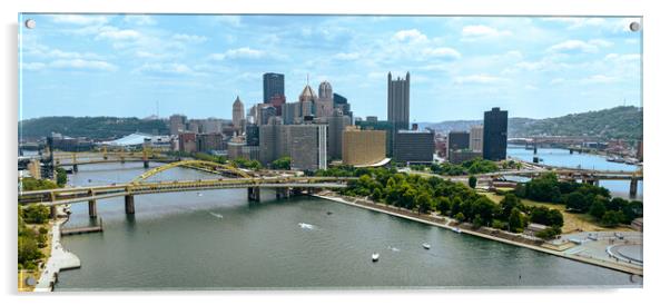 Downtown Pittsburgh aerial view - PITTSBURGH, USA - JUNE 09, 2023 Acrylic by Erik Lattwein