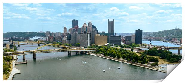 Downtown Pittsburgh aerial view - PITTSBURGH, USA - JUNE 09, 2023 Print by Erik Lattwein