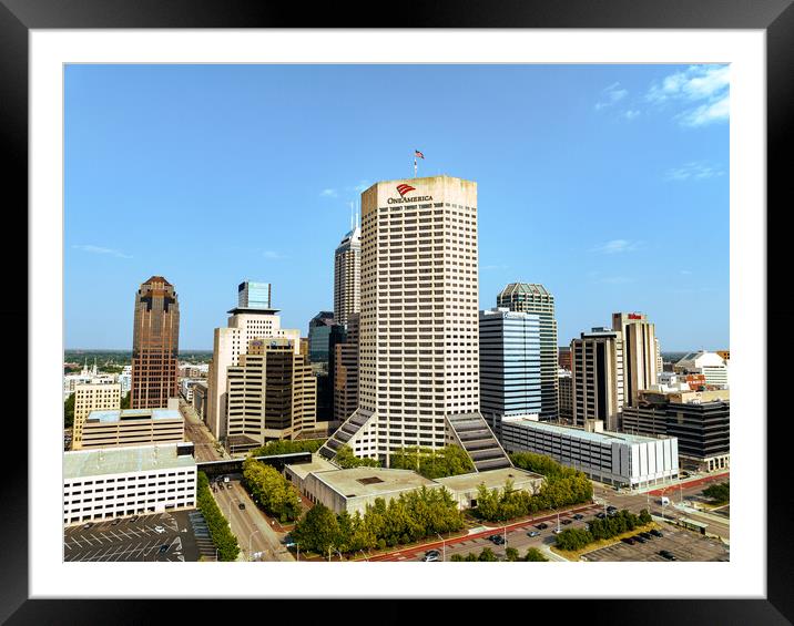 Downtown Indianapolis aerial view - INDIANAPOLIS, USA - JUNE 08, 2023 Framed Mounted Print by Erik Lattwein