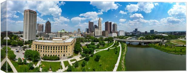 Downtown Columbus Ohio - aerial view - COLUMBUS, USA - JUNE 09, 2023 Canvas Print by Erik Lattwein