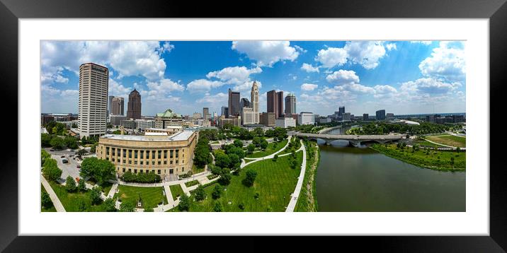 Downtown Columbus Ohio - aerial view - COLUMBUS, USA - JUNE 09, 2023 Framed Mounted Print by Erik Lattwein