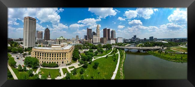 Downtown Columbus Ohio - aerial view - COLUMBUS, USA - JUNE 09, 2023 Framed Print by Erik Lattwein