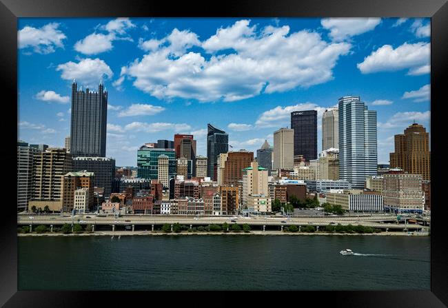 City of Pittsburgh - aerial view - PITTSBURGH, USA - JUNE 09, 2023 Framed Print by Erik Lattwein