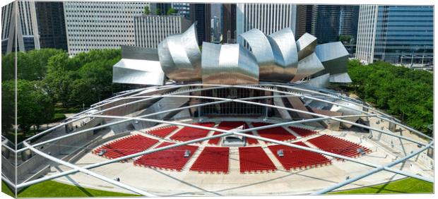 Jay Pritzker Pavilion in Chicago - aerial view - CHICAGO, USA - JUNE 06, 2023 Canvas Print by Erik Lattwein