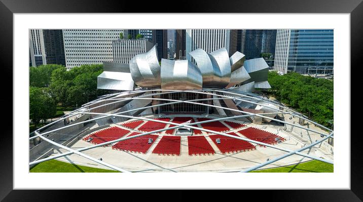 Jay Pritzker Pavilion in Chicago - aerial view - CHICAGO, USA - JUNE 06, 2023 Framed Mounted Print by Erik Lattwein