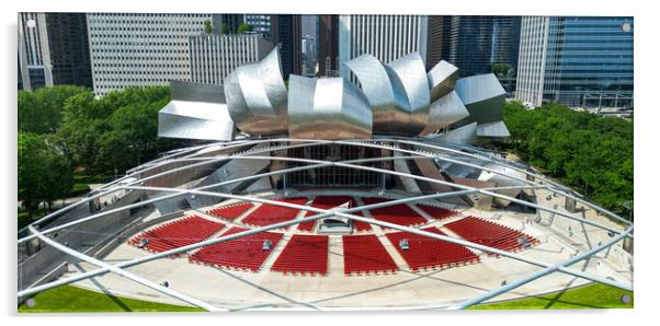 Jay Pritzker Pavilion in Chicago - aerial view - CHICAGO, USA - JUNE 06, 2023 Acrylic by Erik Lattwein