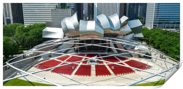 Jay Pritzker Pavilion in Chicago - aerial view - CHICAGO, USA - JUNE 06, 2023 Print by Erik Lattwein