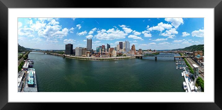 City of Pittsburgh - panoramic aerial view - PITTSBURGH, USA - JUNE 09, 2023 Framed Mounted Print by Erik Lattwein