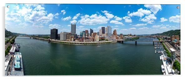 City of Pittsburgh - panoramic aerial view - PITTSBURGH, USA - JUNE 09, 2023 Acrylic by Erik Lattwein