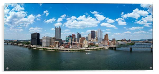 City of Pittsburgh - panoramic aerial view - PITTSBURGH, USA - JUNE 09, 2023 Acrylic by Erik Lattwein