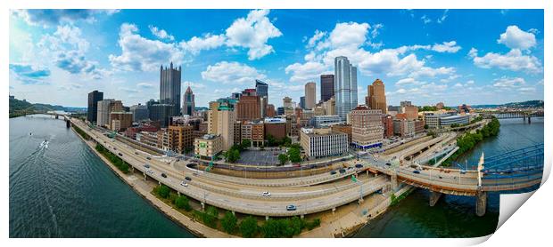 Downtown Pittsburgh - panoramic aerial view - PITTSBURGH, USA - JUNE 09, 2023 Print by Erik Lattwein