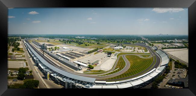 Indianapolis Motor Speedway Racetrack from above - Panoramic shot - INDIANAPOLIS, USA - JUNE 08, 2023 Framed Print by Erik Lattwein