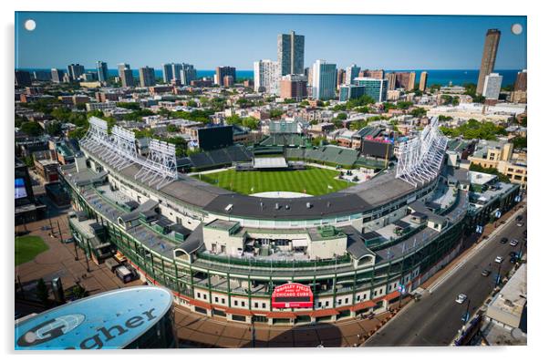 Wrigley Field Baseball stadium Chicago - home of the Chicago Cubs - CHICAGO, USA - JUNE 06, 2023 Acrylic by Erik Lattwein
