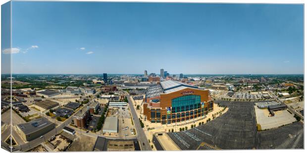 Lucas Oil Stadium in Indianapolis - panoramic aerial view - INDIANAPOLIS, USA - JUNE 08, 2023 Canvas Print by Erik Lattwein