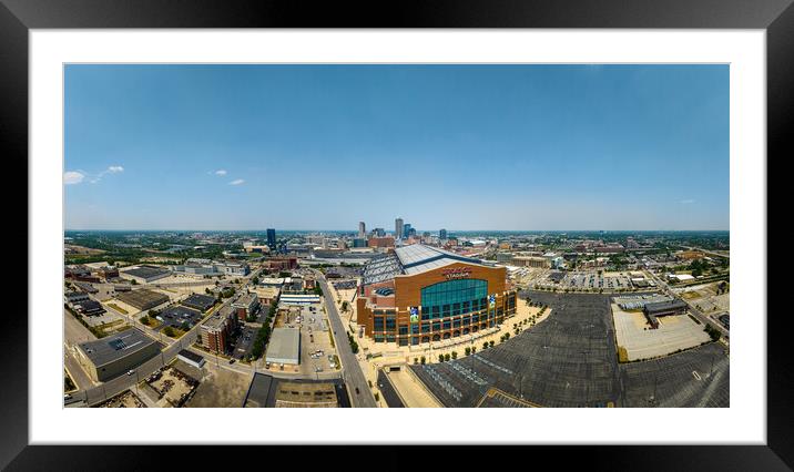Lucas Oil Stadium in Indianapolis - panoramic aerial view - INDIANAPOLIS, USA - JUNE 08, 2023 Framed Mounted Print by Erik Lattwein