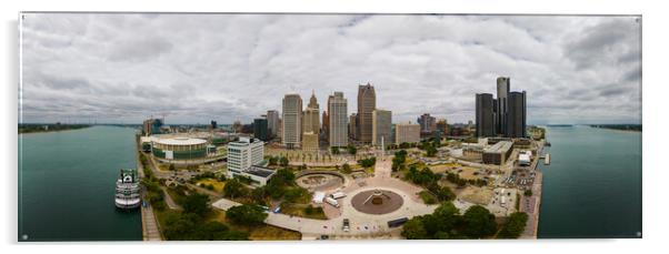 Panoramic view over Detroit Michigan - DETROIT, USA - JUNE 13, 2023 Acrylic by Erik Lattwein